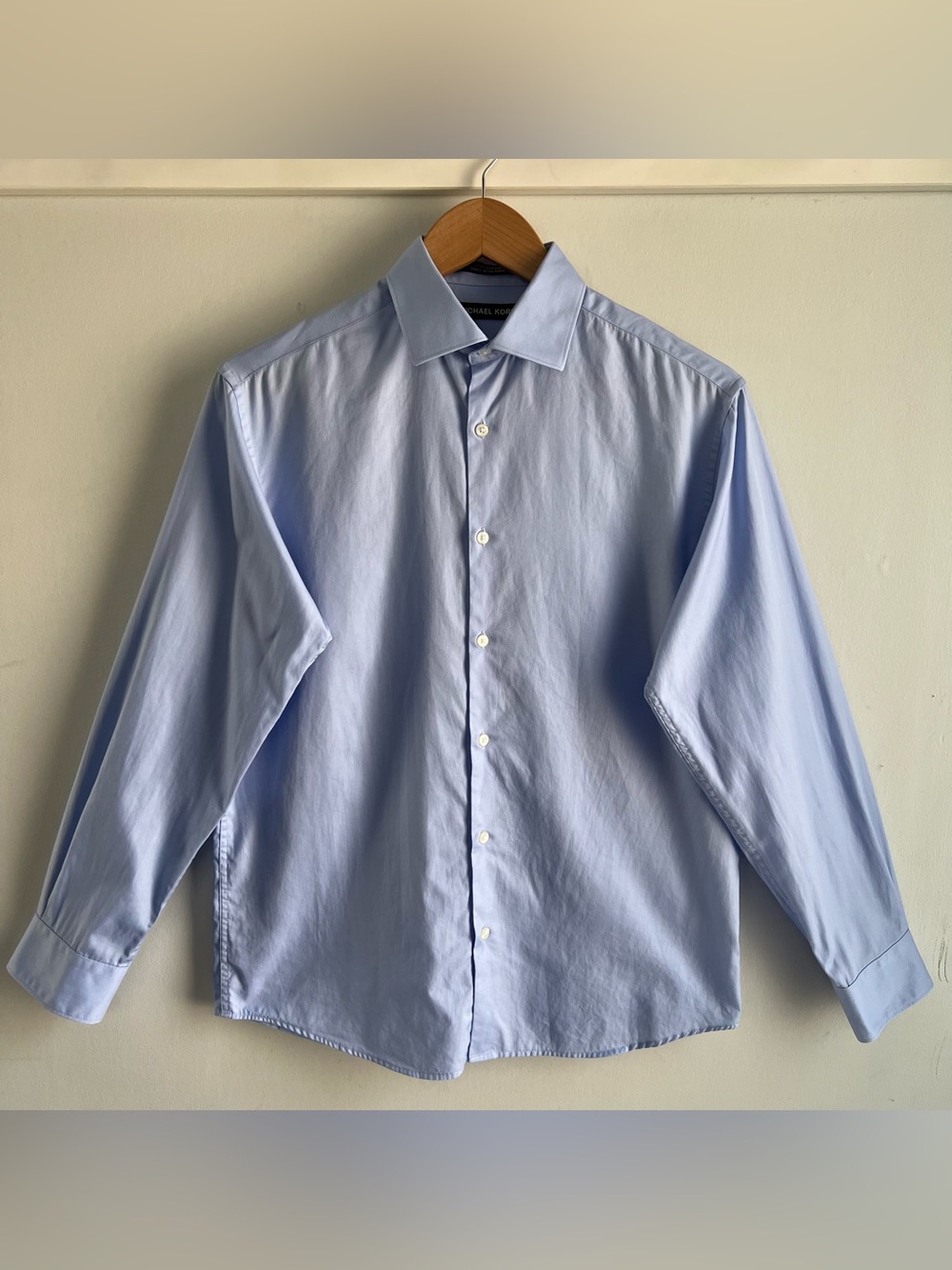 Michael Kors Boys Dress Shirt Size 18 Light Blue Long Sleeve Solid 100% Cotton
